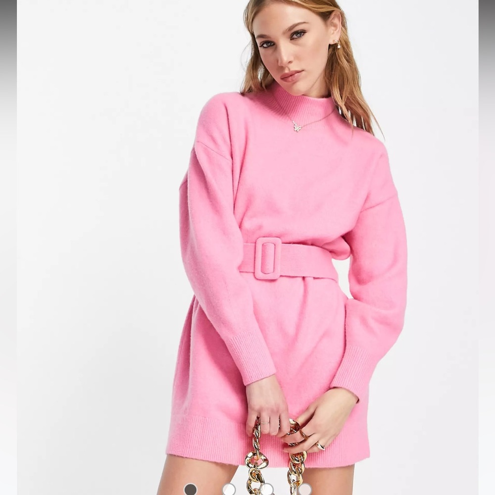 And Other Stories Belted Mini Dress Pink Medium GUC M0494